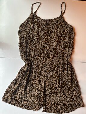 Leopard Print Sleeveless Dress shirred back cami  animal print midi sundress